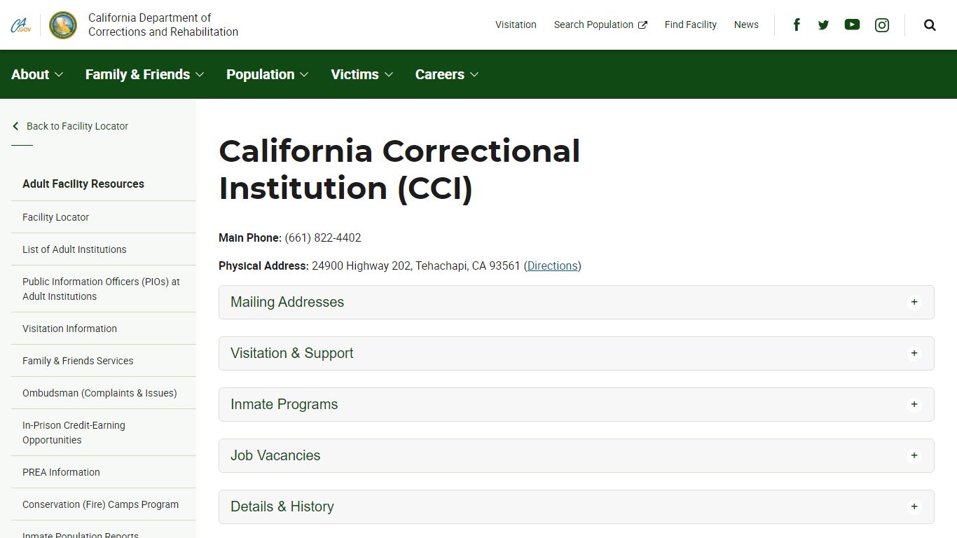 California Correctional Institution (CCI) - CDCR